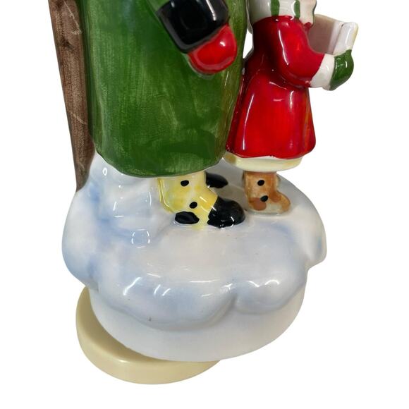 VTG Ceramic Christmas Carolers Revolving Music Box 60s Disney Merchandise Japan - Picture 9 of 13